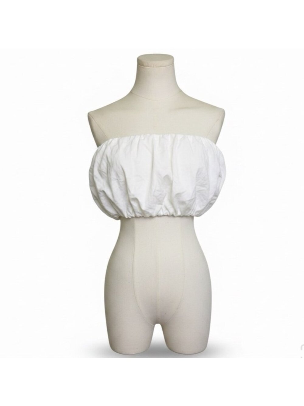 Zara Womens White Cotton Blend Strapless Elastic Bandeau Top Size S